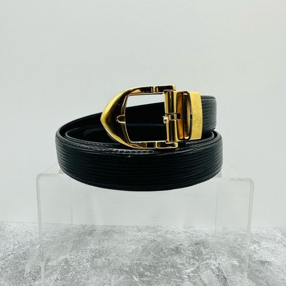 Louis Vuitton Black Epi Leather Ceinture Gold Buckle Men’s Belt Size 85cm 34in - Picture 1 of 11